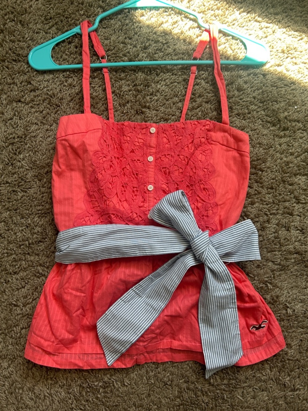 Y2k Hollister Coral Pink Smocked Waist Cami